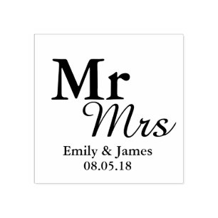 Carimbo De Borracha Favor de casamento Mr&Mrs Tipografia Simples e Ele