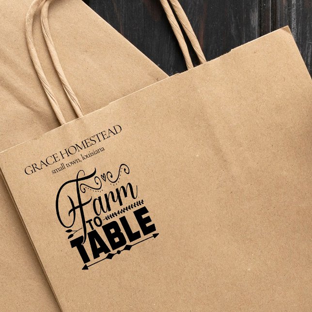 Carimbo De Borracha Fazenda A Mesa Agricultores Mercado Adicione Nome (Criador carregado)