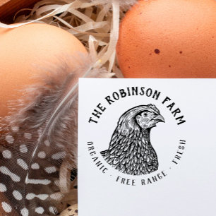 Carimbo De Borracha Fazenda De Ovos Orgânicos Da Família De Galinhas
