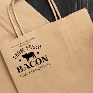 Carimbo De Borracha Fazenda Fresca Bacon Porcos Agricultores Mercado A