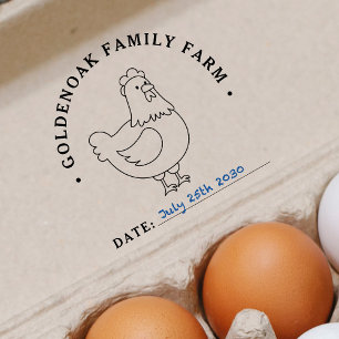 Carimbo De Borracha Fazenda Personalizada de Ovos de Frango com Data S