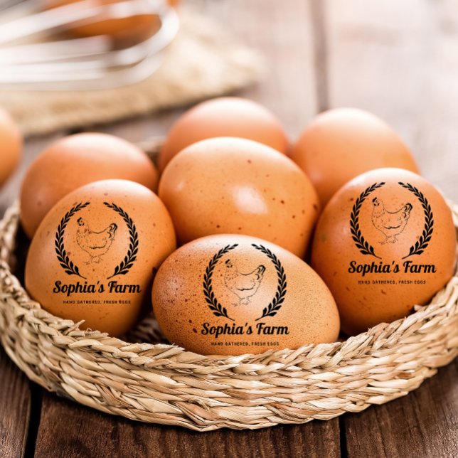 Carimbo De Borracha Fazenda russa personalizada Nome fresco ovos redon (Modern personalized Egg dealer name round egg stamp)