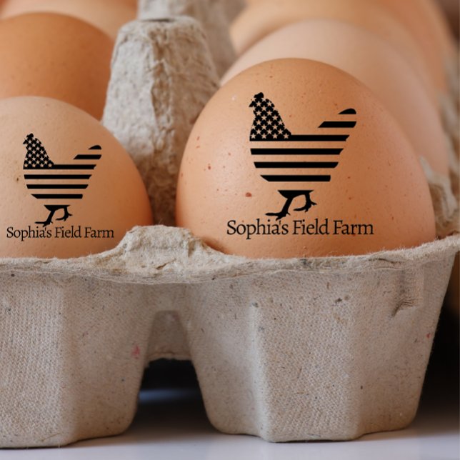 Carimbo De Borracha Fazenda russa personalizada, ovo de galinha (Modern personalized farm name egg stamp)