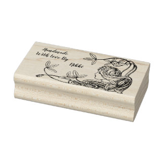 Carimbo De Borracha Feita à mão com um selo floral de amor