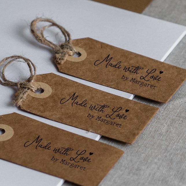 Carimbo De Borracha Feita Com Amor, Assinatura Personalizada Minimalis (Criador carregado)