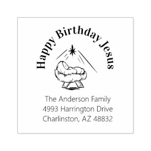 Carimbo De Borracha Feliz aniversário de Natal Jesus Cristo em Manger