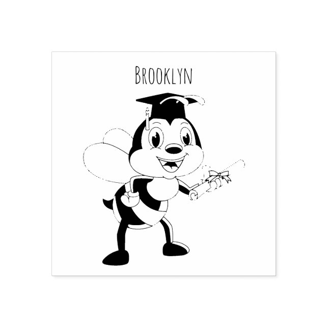 Carimbo De Borracha Feliz desenho animado (Impressão)