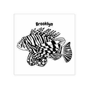 Carimbo De Borracha Feliz desenho animado de lionfish
