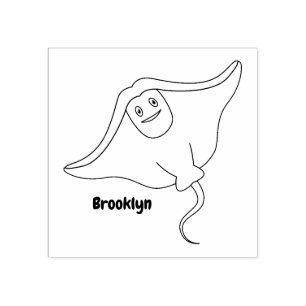 Carimbo De Borracha Feliz desenho animado de peixes-raia