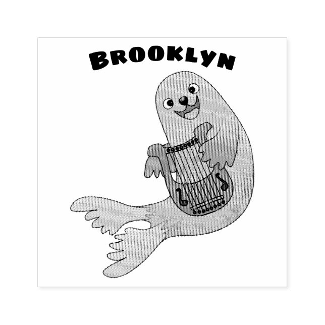 Carimbo De Borracha Feliz desenho animado do selo harp (Impressão)