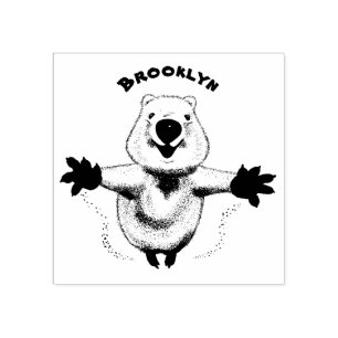 Carimbo De Borracha Feliz design de desenho de quokka