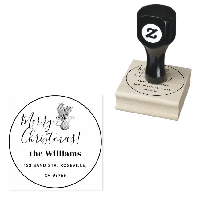 Carimbo De Borracha Feliz Natal E Bolas Brilhantes (Carimbado)