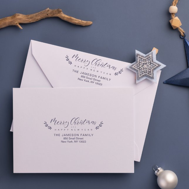 Carimbo De Borracha Feliz Natal e Feliz ano novo Whimsical Script (Criador carregado)