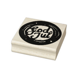 Carimbo De Borracha "Feliz Natal" em norueguês na Moon Lino Impressão