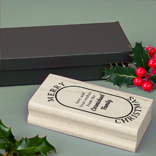 Carimbo De Borracha Feliz Natal Lozenge Estilo de Letra Negrito