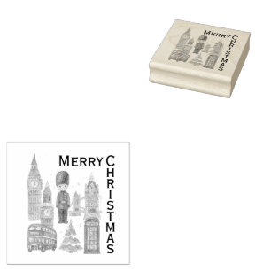 Carimbo De Borracha Feliz Natal na Cidade de Londres Fofa