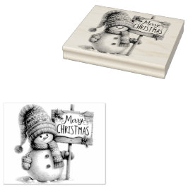 Carimbo De Borracha Feliz Natal Snowman