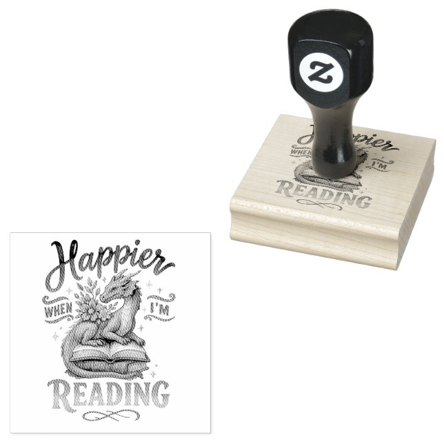 Carimbo De Borracha Feliz quando estou lendo (Carimbado)