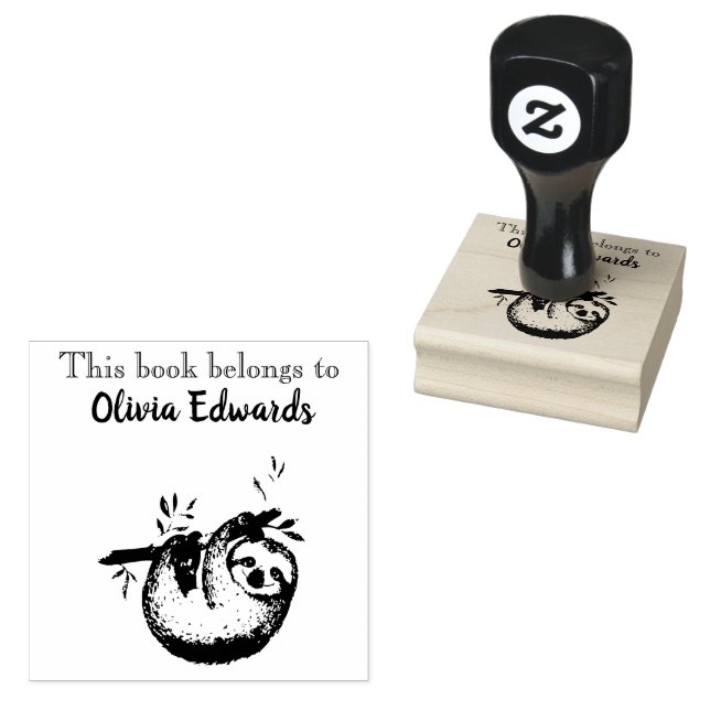 Carimbo De Borracha Feliz Sloth Este Livro Pertence A (Carimbado)