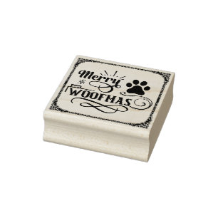 Carimbo De Borracha Feliz Woofmas Cachorro no Natal