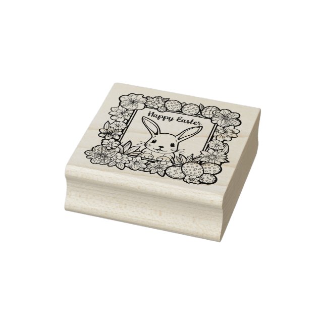 Carimbo De Borracha 🐰 Felz pascoa com coelho e texto de páscoa (Carimbo)