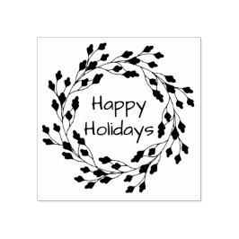 Carimbo De Borracha Feriado de Leafy Wreath Delicado