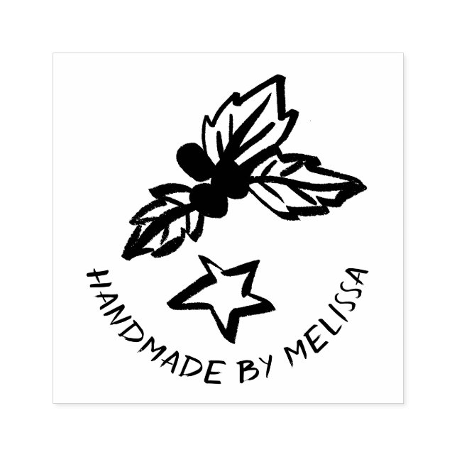 Carimbo De Borracha Feriados de Natal Holly Star Personalizados (Impressão)