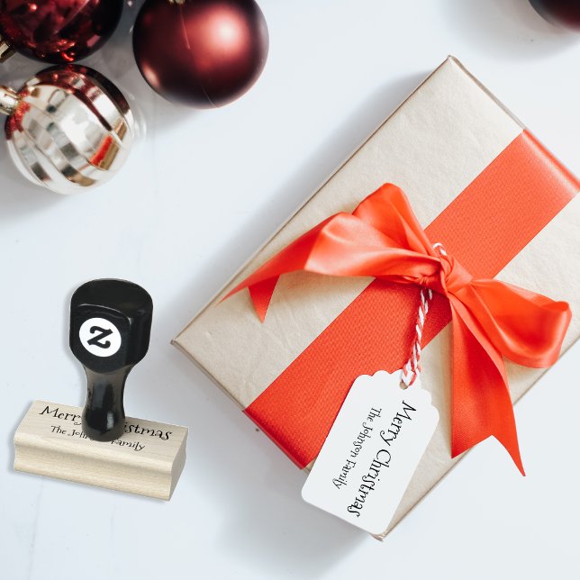 Carimbo De Borracha Feriados Felizes de Natal Feliz da Família Persona (Custom Family Name Merry Christmas Happy Holidays Rubber Stamp)