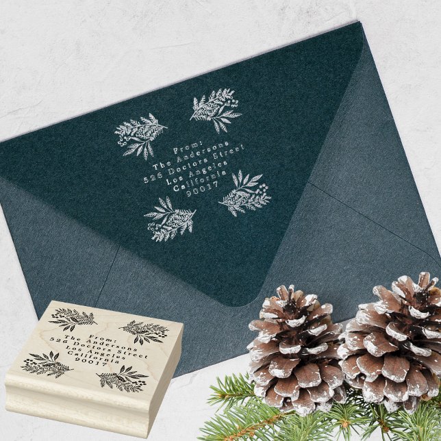 Carimbo De Borracha Festivo Flora Feliz Natal Tinta Silver (showcasing Ink Rubber Stamp - additional items (bought separately))