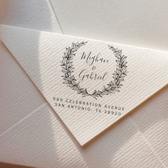 Carimbo De Borracha Fia Botânica | Nome de Casamento Endereço de Devol (Criador carregado)