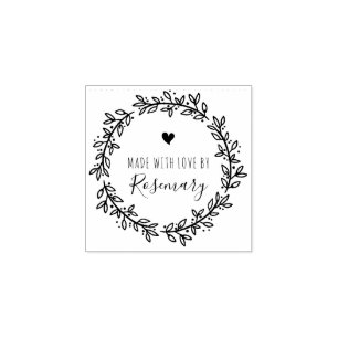 Carimbo De Borracha Fita Botânica Feita Com Amor Por