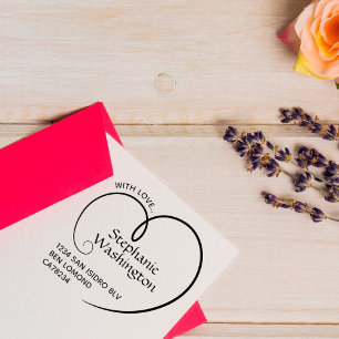 Carimbo De Borracha Fita Simples Com Nome De Coração Amor Endereço 