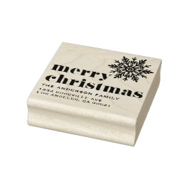 Carimbo De Borracha Floco de neve e tipografia negra Feliz Natal