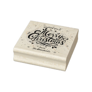 Carimbo De Borracha Flocos de neve e Feliz Natal personalizável