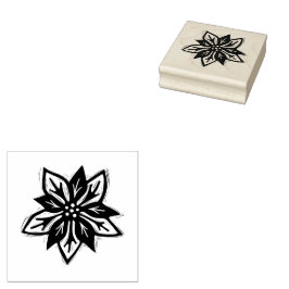 Carimbo De Borracha Flor de Arte Foliar de Natal Rustic Poinsettia