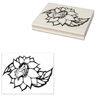Carimbo De Borracha Flor de Rã Floral Sapo de Girassol
