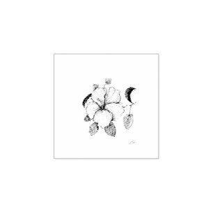 Carimbo De Borracha Flor Hibiscus, Tinta Desenhada Mão Arte Botânica