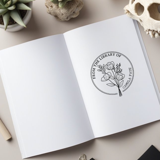 Carimbo De Borracha Flor Personalizado Da Biblioteca De (Criador carregado)