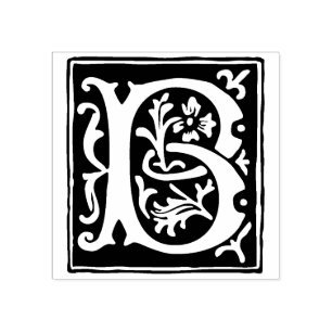 Carimbo De Borracha Floral - Alfabeto B Tipografia Vintage