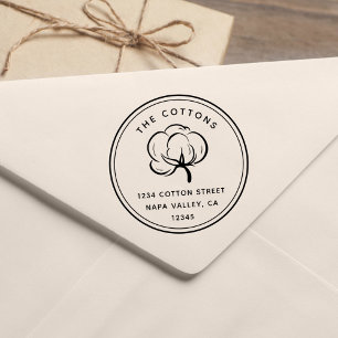 Carimbo De Borracha Floral Cotton Boll Endereço de devolução