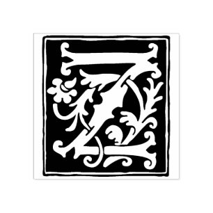 Carimbo De Borracha Floral - Letra alfabética Z - Vintagem caligráfica