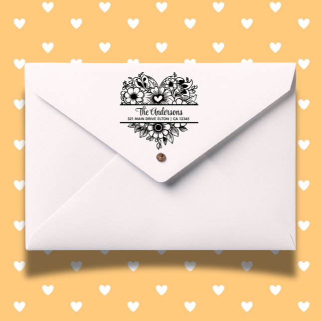 Carimbo De Borracha Flores cardíacas Dividir Tema Monograma ( Add a heartfelt, unique touch to every project today.)