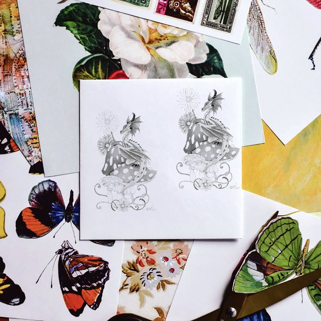 Carimbo De Borracha Flores de Fantasia do Dragão Verde-Cogumelo (Criador carregado)