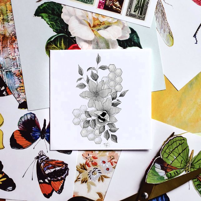 Carimbo De Borracha Flores de Lavanda de mamangabas amarelas (Criador carregado)