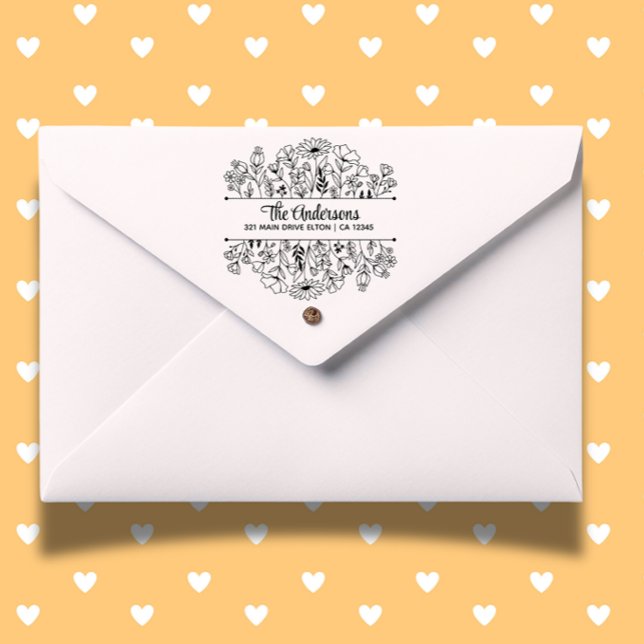 Carimbo De Borracha Flores Dividir Tema Monograma (Personalize your crafts with a floral split monogram rubber stamp.)