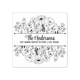 Carimbo De Borracha Flores Dividir Tema Monograma