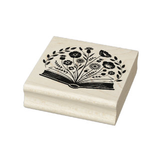 Carimbo De Borracha Flores em um Livro