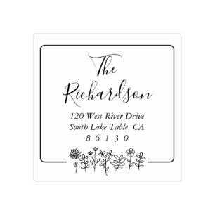 Carimbo De Borracha Flores Retorna o Esboço do Endereço de Autoimpress