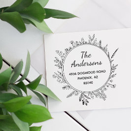 Carimbo De Borracha Flores Russas Redondas Endereço de Retorno Persona