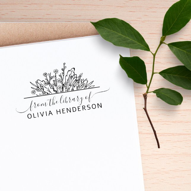 Carimbo De Borracha Flores Selvagens Retiradas À Mão Da Biblioteca (Criador carregado)